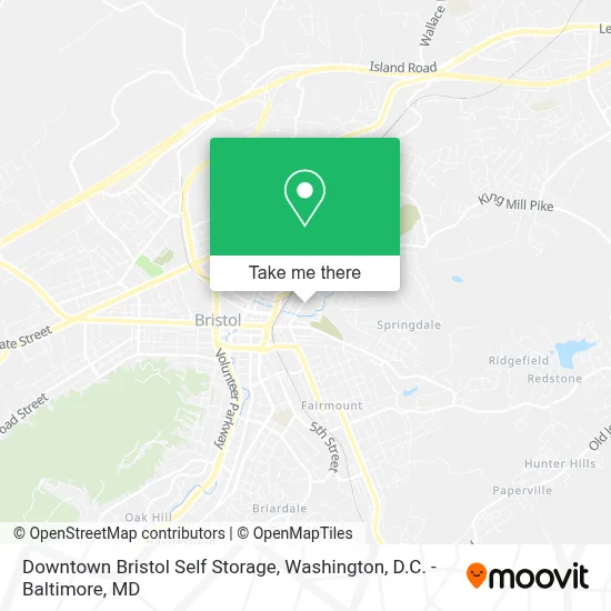Downtown Bristol Self Storage map