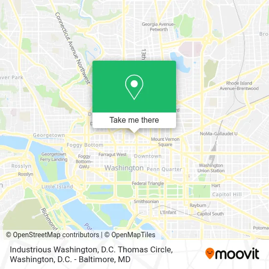 Industrious Washington, D.C. Thomas Circle map