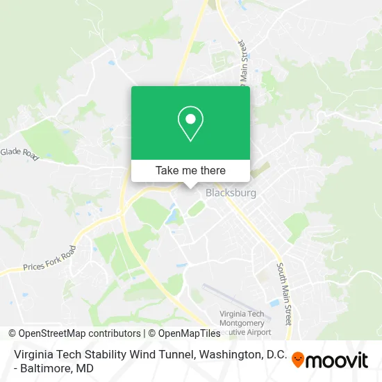 Virginia Tech Stability Wind Tunnel map