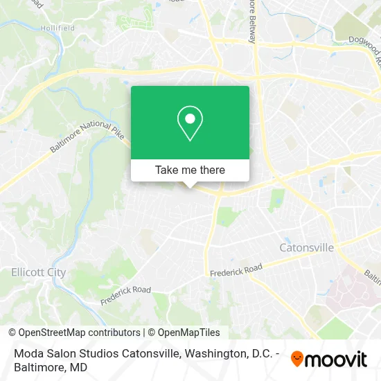 Moda Salon Studios Catonsville map