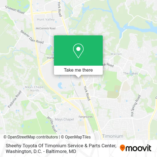 Sheehy Toyota Of Timonium Service & Parts Center map