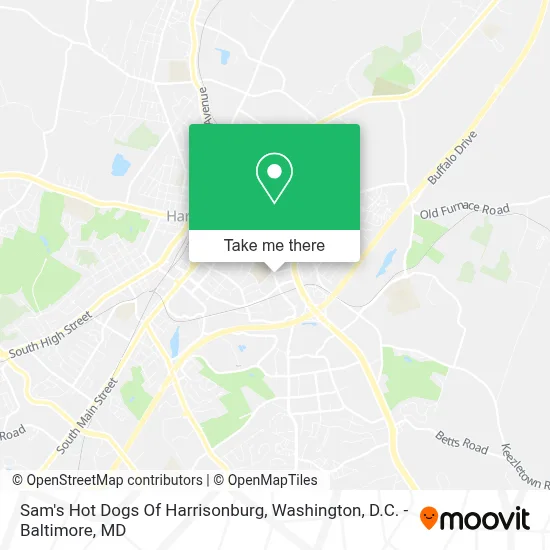 Sam's Hot Dogs Of Harrisonburg map