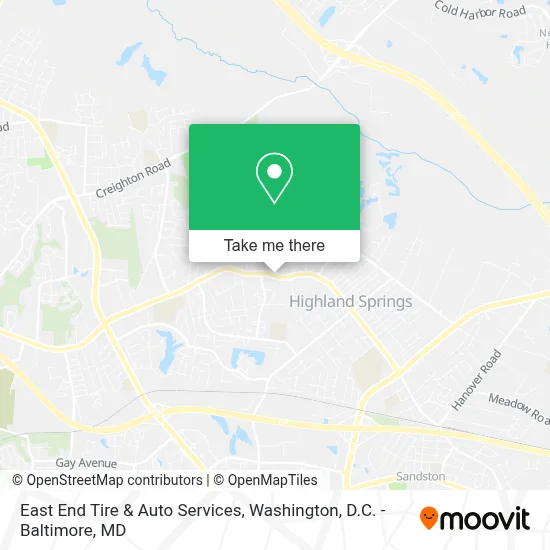 East End Tire & Auto Services map