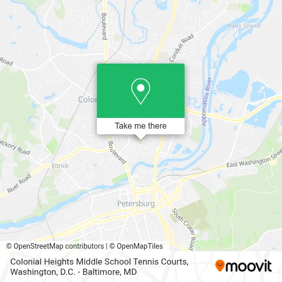Colonial Heights Middle School Tennis Courts map