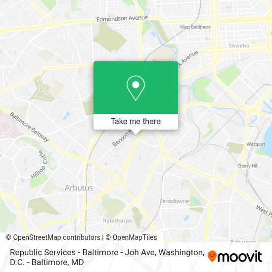 Republic Services - Baltimore - Joh Ave map