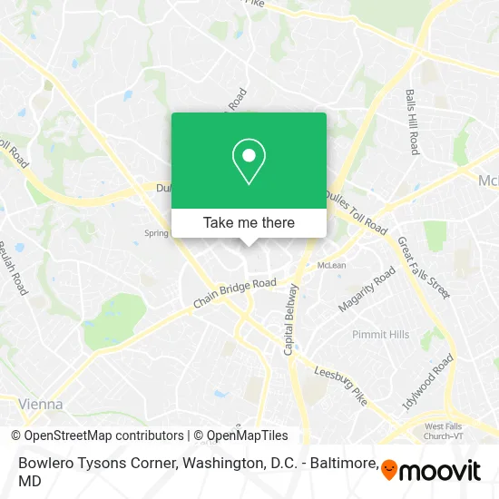 Bowlero Tysons Corner map