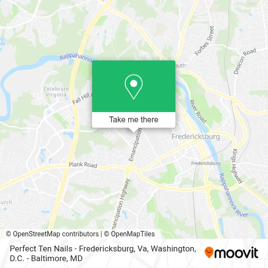 Perfect Ten Nails - Fredericksburg, Va map