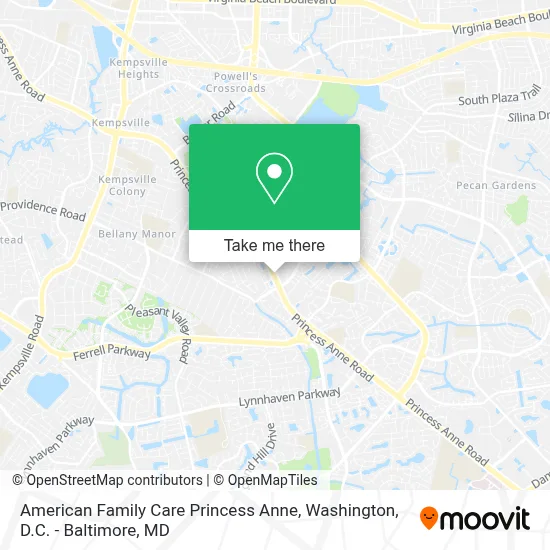 American Family Care Princess Anne map