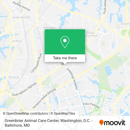 Greenbrier Animal Care Center map
