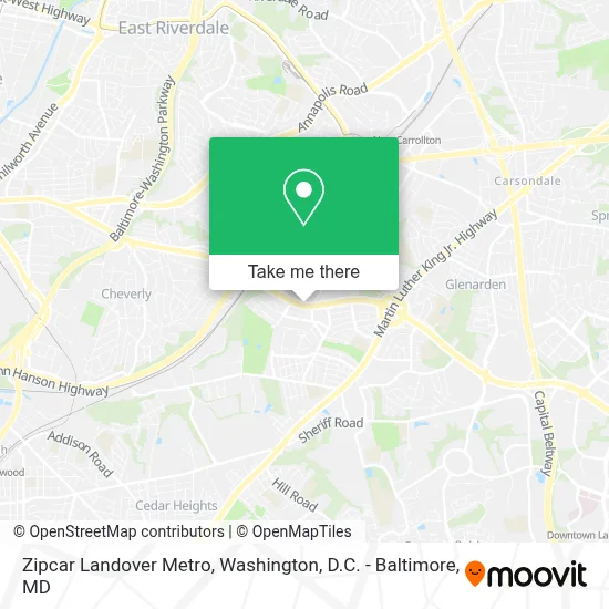 Zipcar Landover Metro map
