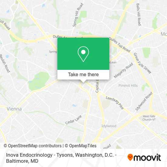Inova Endocrinology - Tysons map