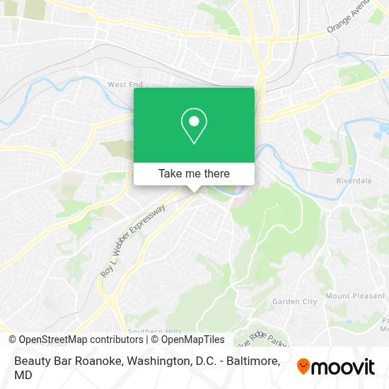 Beauty Bar Roanoke map