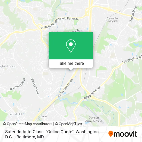 Saferide Auto Glass: "Online Quote" map
