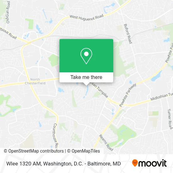 Wlee 1320 AM map