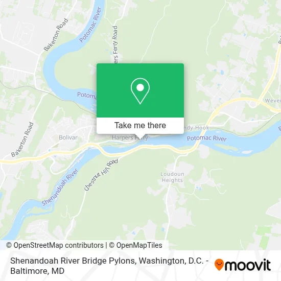 Shenandoah River Bridge Pylons map