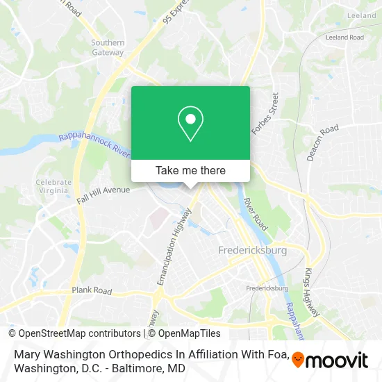 Mary Washington Orthopedics In Affiliation With Foa map