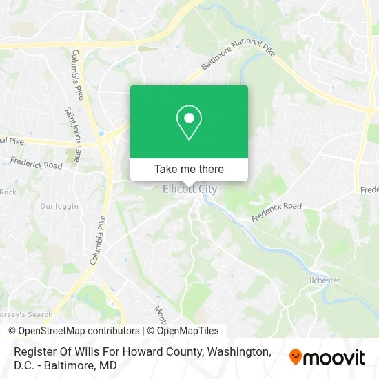 Register Of Wills For Howard County map