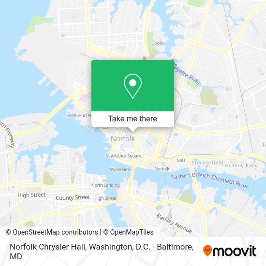 Norfolk Chrysler Hall map