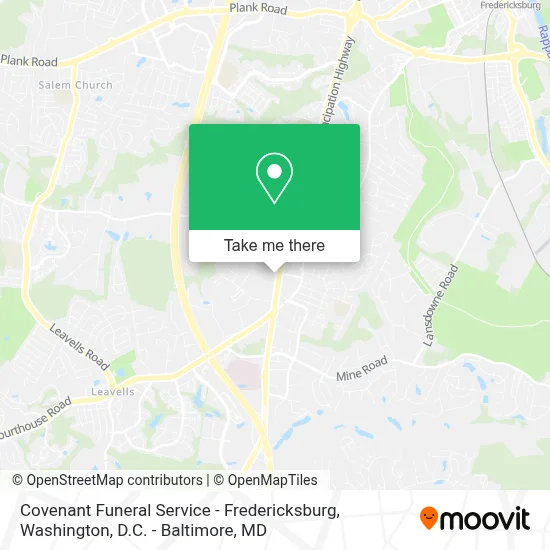 Covenant Funeral Service - Fredericksburg map