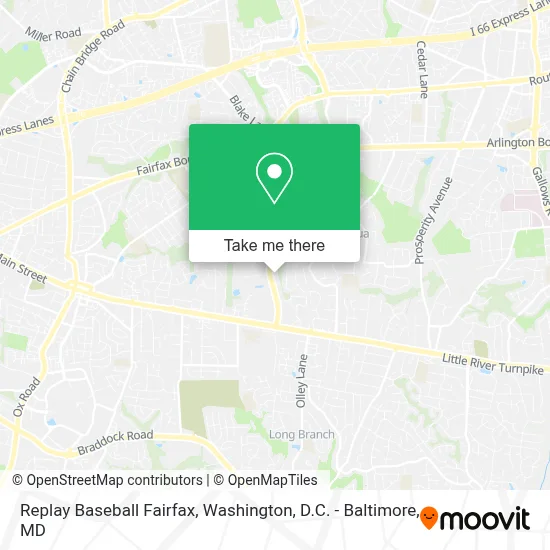 Replay Baseball Fairfax map