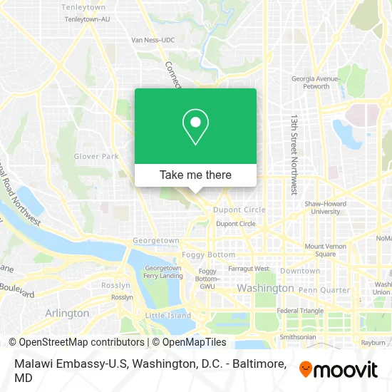 Malawi Embassy-U.S map