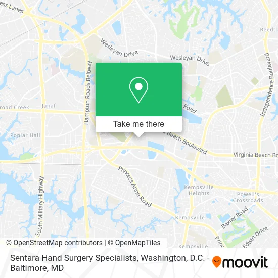 Sentara Hand Surgery Specialists map