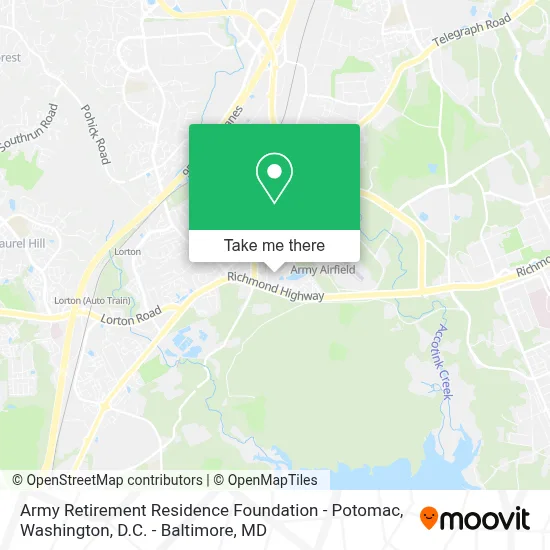 Army Retirement Residence Foundation - Potomac map