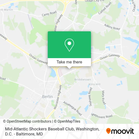 Mid-Atlantic Shockers Baseball Club map