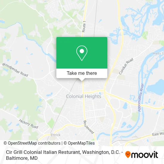 Cir Grill Colonial Italian Resturant map