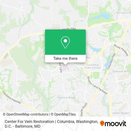 Center For Vein Restoration | Columbia map