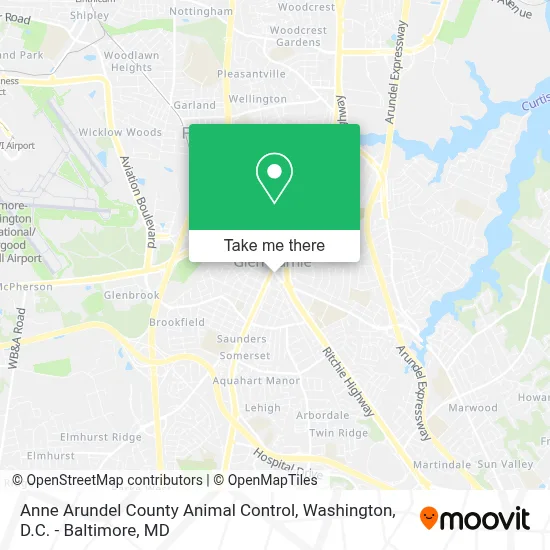 Anne Arundel County Animal Control map