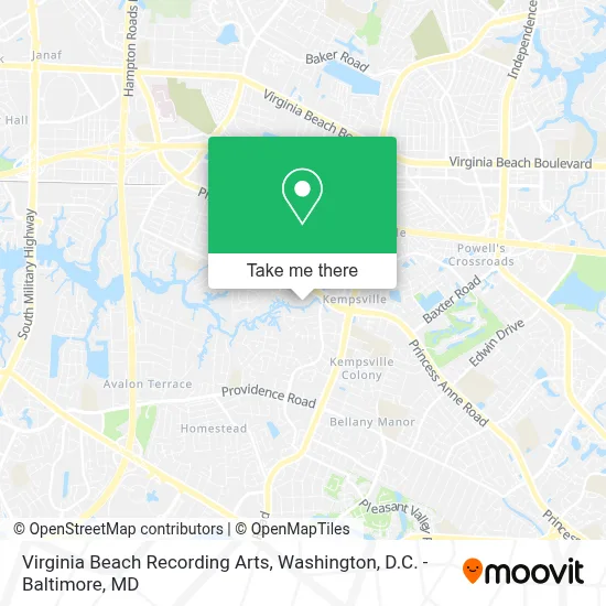 Virginia Beach Recording Arts map