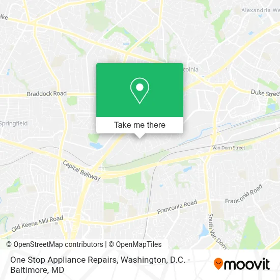 One Stop Appliance Repairs map