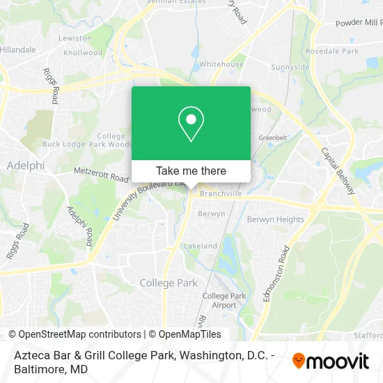 Azteca Bar & Grill College Park map