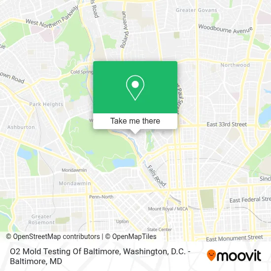 O2 Mold Testing Of Baltimore map