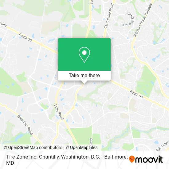 Tire Zone Inc. Chantilly map