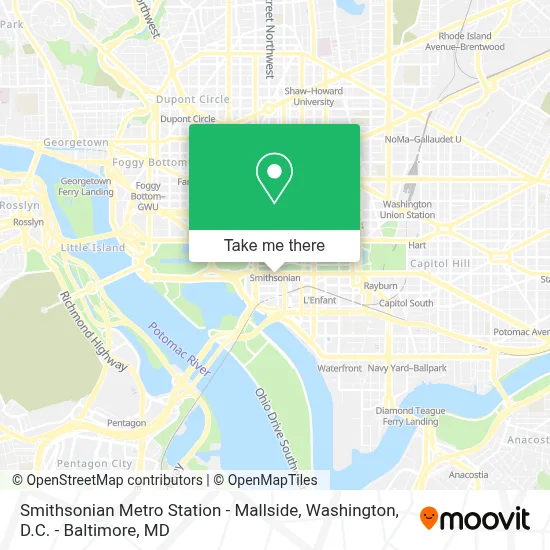Smithsonian Metro Station - Mallside map