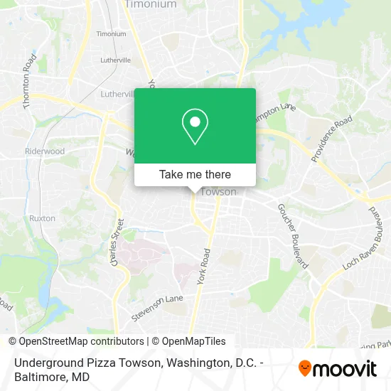 Underground Pizza Towson map