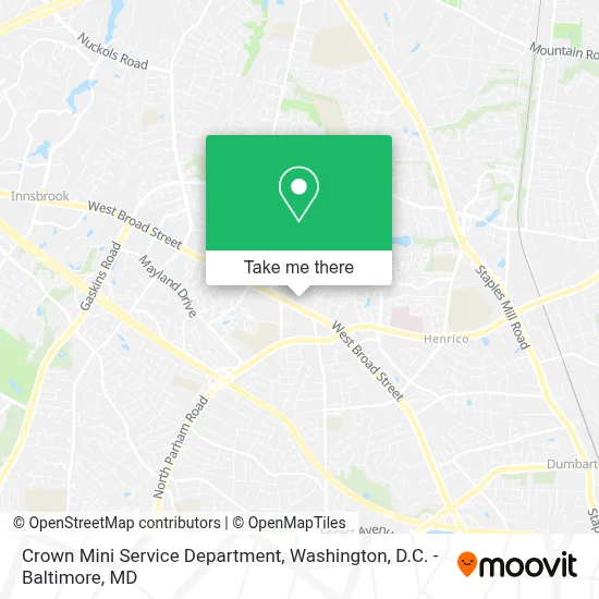 Crown Mini Service Department map