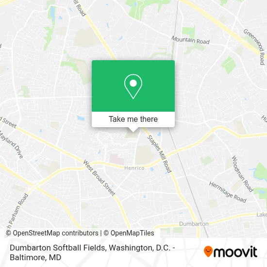 Dumbarton Softball Fields map