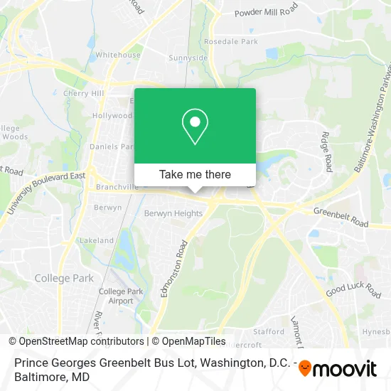 Prince Georges Greenbelt Bus Lot map