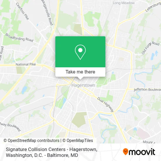 Signature Collision Centers - Hagerstown map