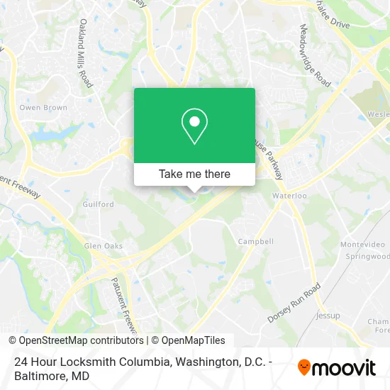 24 Hour Locksmith Columbia map
