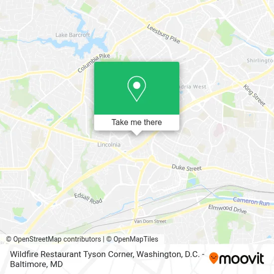 Wildfire Restaurant Tyson Corner map