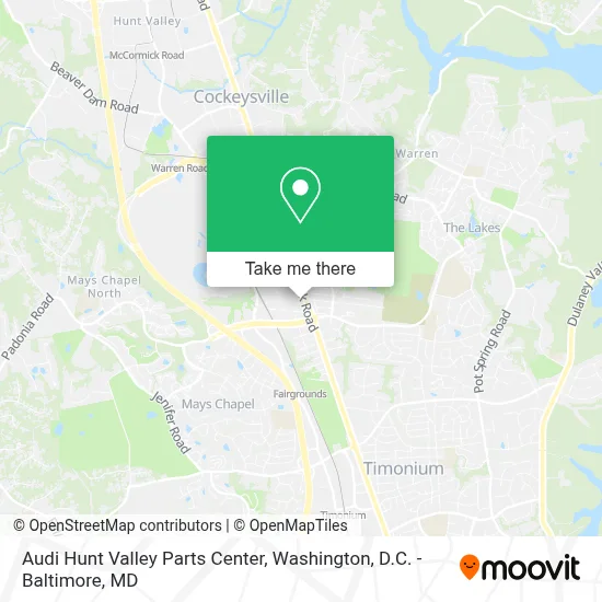 Audi Hunt Valley Parts Center map