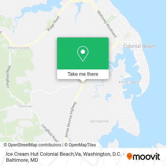 Ice Cream Hut Colonial Beach,Va map