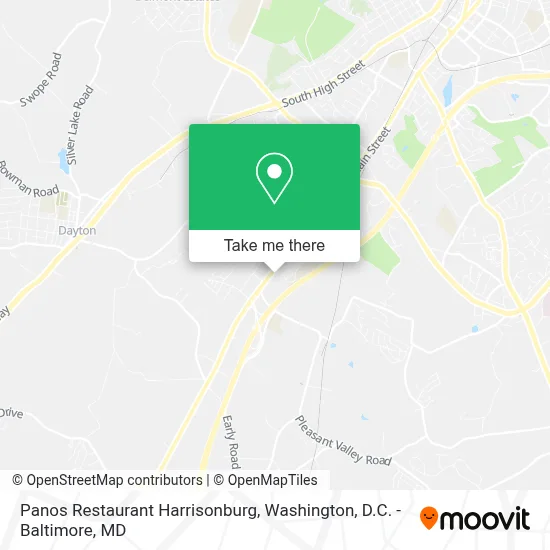 Panos Restaurant Harrisonburg map