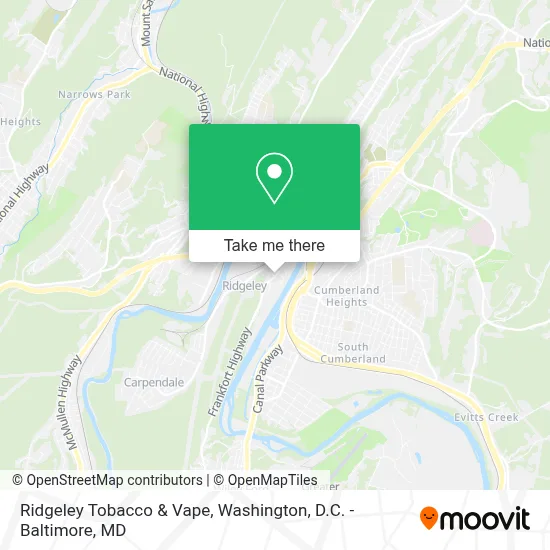 Ridgeley Tobacco & Vape map