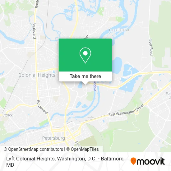 Lyft Colonial Heights map