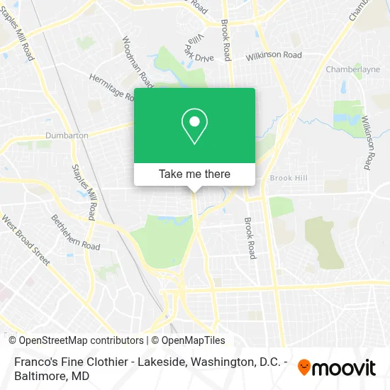 Franco's Fine Clothier - Lakeside map